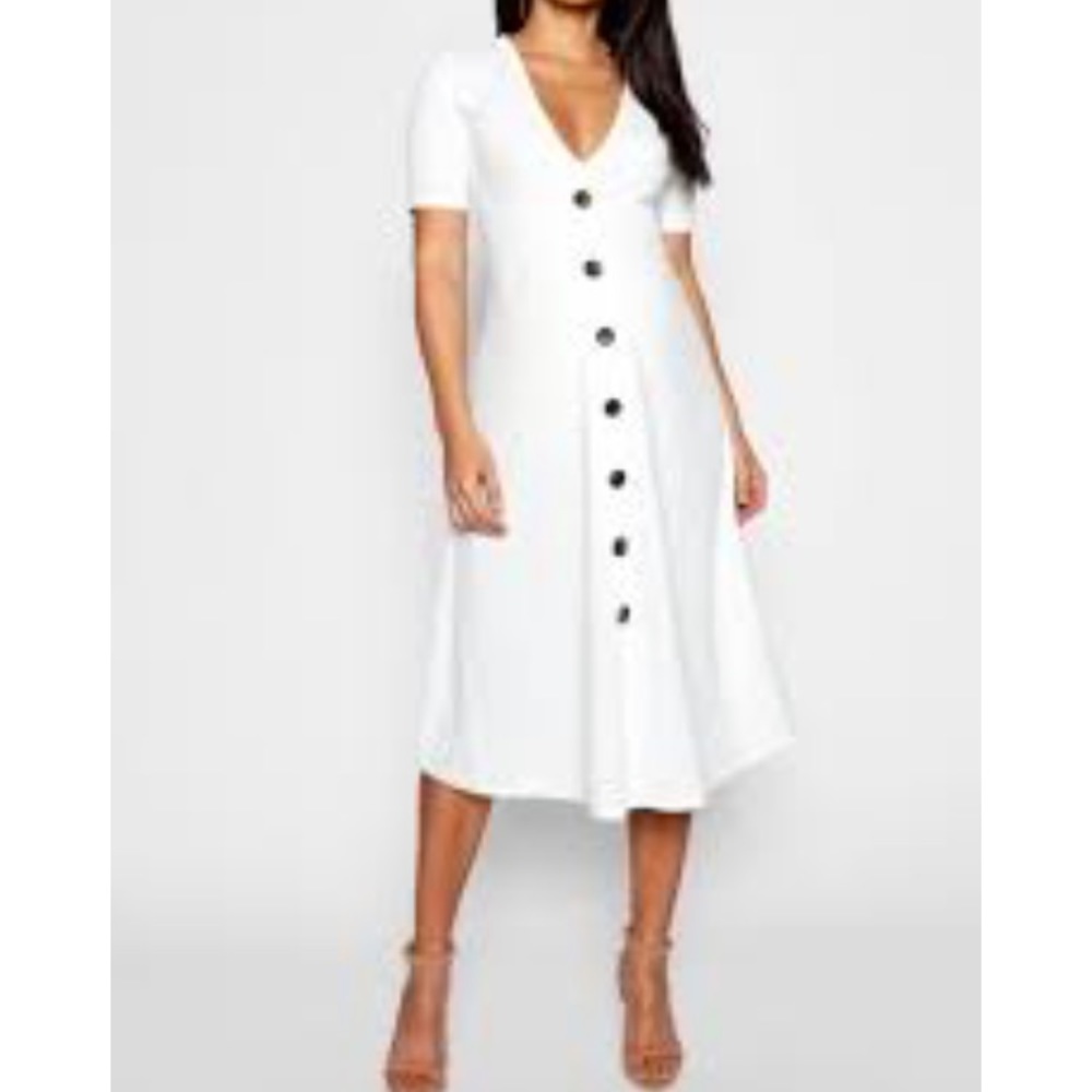 Boohoo white maternity dress